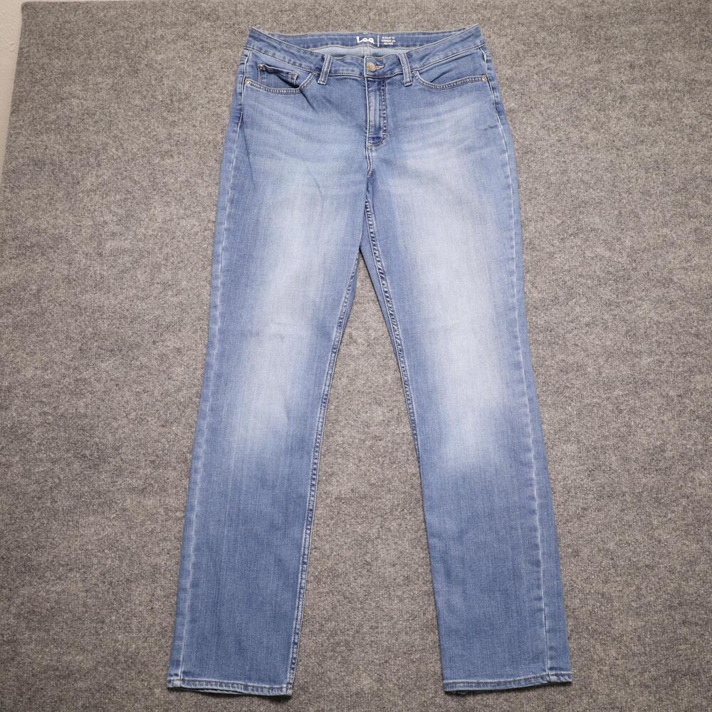 Lee Jeans Womens 10 Light Wash Blue Mid Rise Regular Straight Denim Classic